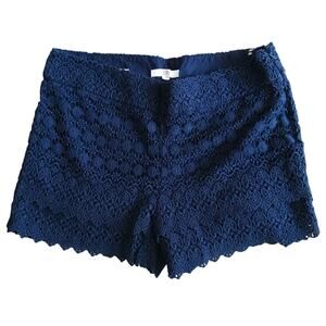 $Loft Navy Riviera women's shorts eyelet-tiered layered crochet Cottagecore Chic
